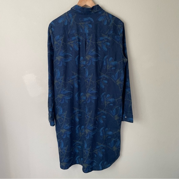 J. McLaughlin Amara Blue Denim Floral Jacquard Shirt Dress Long Sleeve Size L - Picture 11 of 14